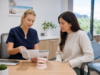 Dentist explaining oral health information